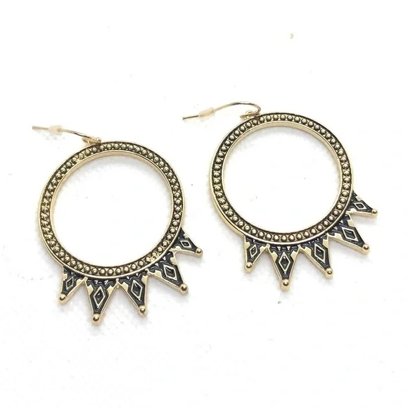 NWOT Jessica Simpson Gold Spike Hoop Earrings - Picture 4 of 7